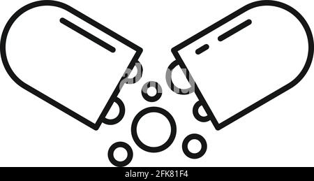 Digestion capsule icon, outline style Stock Vector