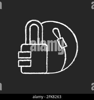 Travel padlock chalk white icon on black background Stock Vector