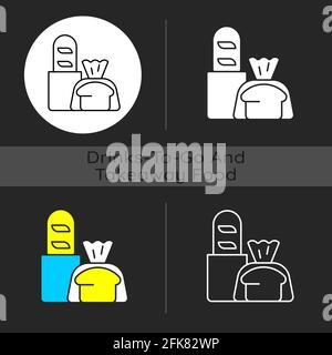 Fresh bread takeout dark theme icon Stock Vector