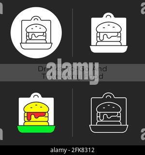 Takeaway sandwiches and burgers dark theme icon Stock Vector