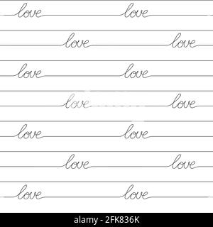 Vector seamless pattern with love lettering on white background Stock Vector