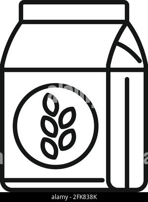 Flour pack icon, outline style Stock Vector