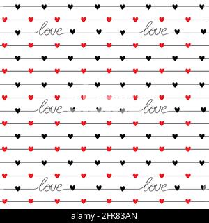 Vector seamless pattern with love lettering on white background Stock Vector