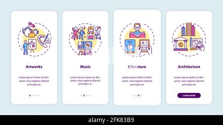 Copyright objects onboarding mobile app page screen with concepts Stock Vector