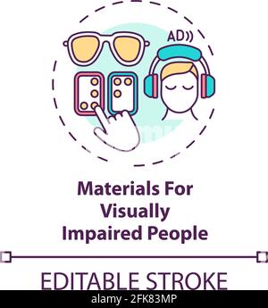 Materials for visually impaired people concept icon Stock Vector