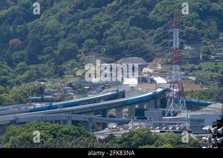 Construction site of Tomei Expressway near Isehara junction, Isehara City, Kanagawa Prefecture, Japan Stock Photo