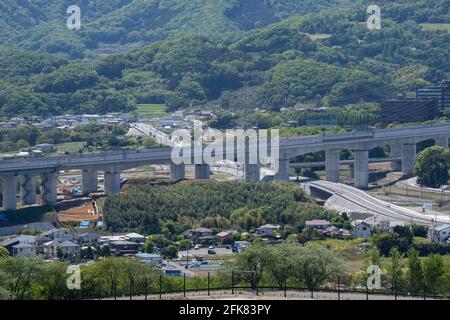 Tomei Expressway near Isehara junction, Isehara City, Kanagawa Prefecture, Japan Stock Photo