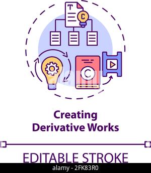 Creating derivative works concept icon Stock Vector