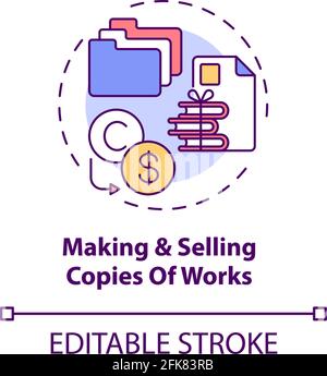Making and selling works copies concept icon Stock Vector