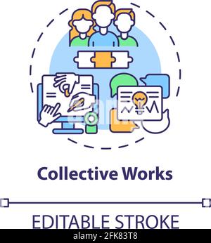 Collective works concept icon Stock Vector