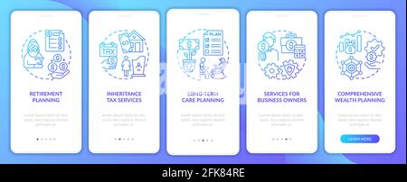 Wealth control services onboarding mobile app page screen with concepts Stock Vector