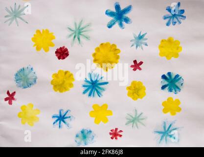 different flowers painted on paper with watercolors. different flowers painted on paper with watercolors. Stock Photo