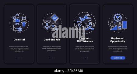 Job transition causes onboarding mobile app page screen with concepts Stock Vector