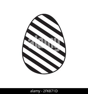 Easter egg icon with glint, simple easter egg traditional with wavy line patterns symbol vector sign, flat black silhouette on white background Stock Vector