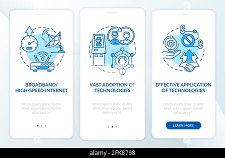 Successful digital inclusion blue onboarding app page screen with concepts Stock Vector