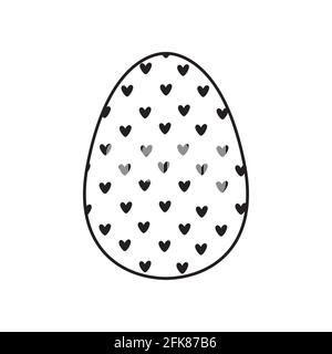 Easter egg icon with glint, simple easter egg traditional with wavy line patterns symbol vector sign, flat black silhouette on white background Stock Vector