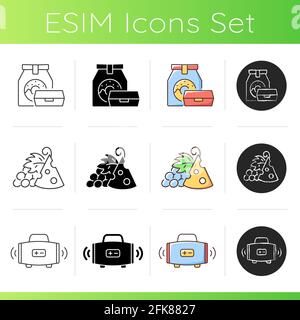 Outdoor social gathering icons set Stock Vector