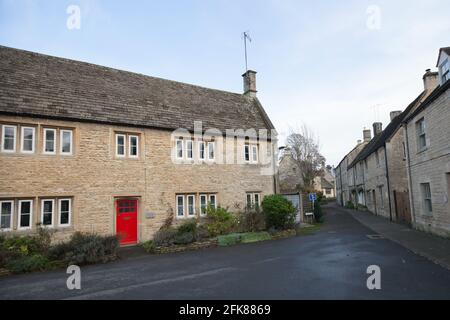 Rows of stone houses in Northleach, Gloucestershire in the UK Stock Photo