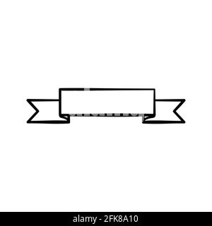 Vector of Black Sketch Ribbons. Blank Banners on white background. Stock Vector