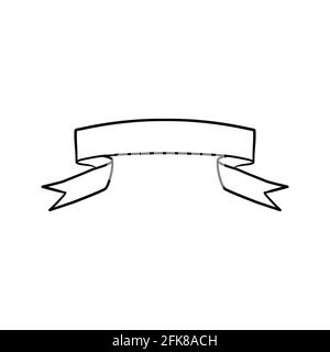 Vector of Black Sketch Ribbons. Blank Banners on white background. Stock Vector