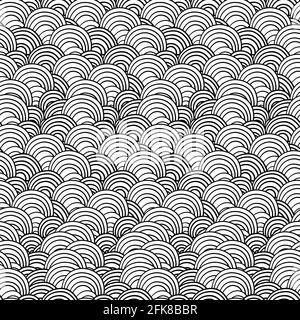 Seamless pattern with cute black doodle clouds on white. Childrens repeating background. Endless texture can be used for wallpaper, pattern fills, web Stock Vector