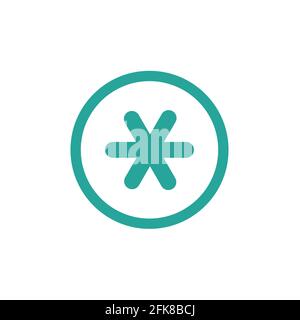 blue asterisk footnote in circle icon. Asterisk sign. Flat icon of asterisk isolated on white background. Vector illustration. Star note symbol for mo Stock Vector