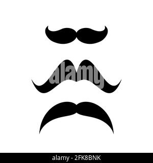 retro moustache silhouettes set. Black simple cut out samples isolated on white. Vector flat illustration. Mexican party. Stock Vector