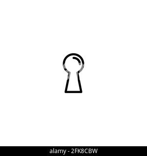 black hey hole icon. Padlock, lock symbol isolated on white. Flat vector illustration. safety button. Pass word. Case. Stock Vector