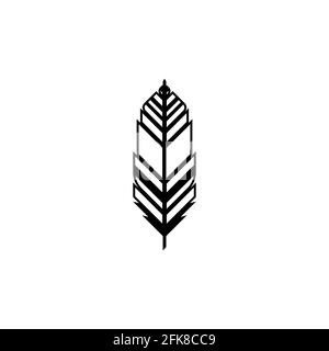 squared feather silhouette . Flat vector icon isolated on white. Writing, fantasy, creative symbol. Quill sign. Stock Vector