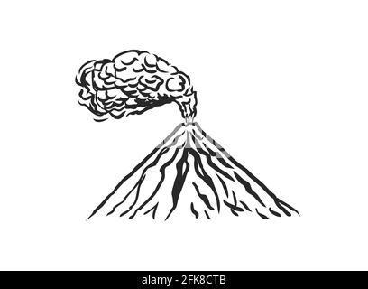 Volcano symbol sketch. Smoke before the eruption. Vector illustration Stock Vector