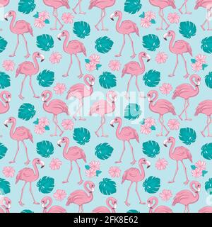 Flamingo seamless pattern. Vector background design for fabric and decor Stock Vector