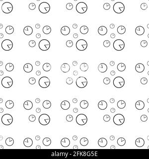 Clock timer seamless pattern background. Business flat vector illustration. Clock watch sign symbol pattern. Stock Vector