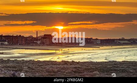 Sunset at Portobello beach which is a suburb of Edinburgh, Scotland, UK Stock Photo