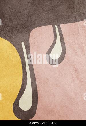 Organic geometric abstract art, texture, earth tones, circles, geometric shapes, beige, brown, yello Stock Photo