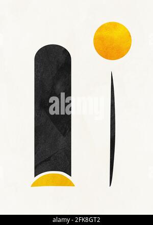 Organic geometric abstract art, texture, earth tones, circles, geometric shapes, beige, brown, yello Stock Photo