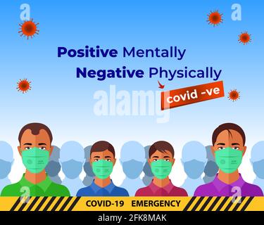 Covid-19 social media post. Be positive mentally to fight with corona virus and you will be the winner. Stock Vector