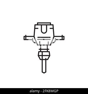 jackhammer line icon on white, vector art Stock Vector