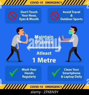 Covid-19 CoronaVirus infographic banner. To avoid spread of virus do namaste inplace of handshake to greet anyone. Namaste is in trend to greet anyone Stock Vector