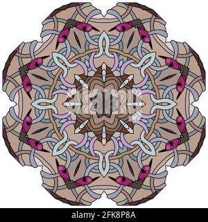 Decorative round ornaments. Unusual flower shape. Oriental vector, Anti-stress therapy patterns. Weave design elements. Yoga logos Vector. Stock Vector