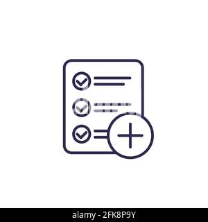 add new task line icon on white Stock Vector