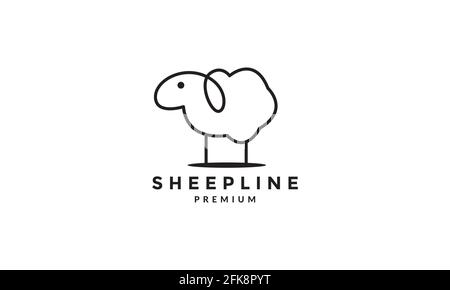 cute line art sheep logo vector symbol icon design graphic illustration Stock Vector
