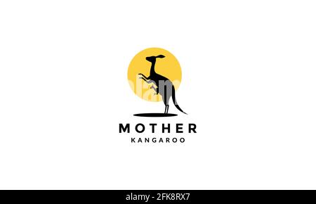 kangaroo with child silhouette logo vector symbol icon design graphic illustration Stock Vector