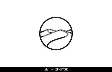 modern shape lines desert on circle logo symbol icon vector graphic design illustration Stock Vector
