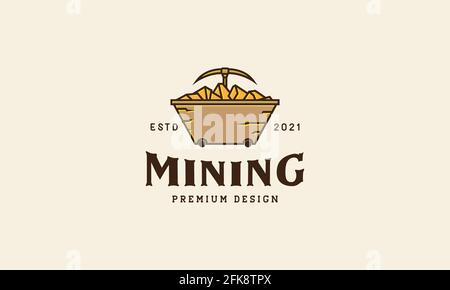 vintage minecart logo symbol icon vector graphic design illustration Stock Vector