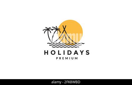 camp beach lines logo symbol icon vector graphic design illustration Stock Vector