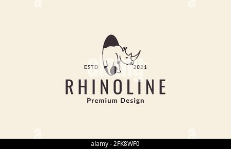 rhino lines with circle logo symbol icon vector graphic design illustration Stock Vector