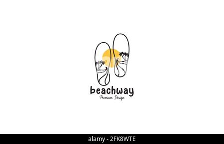 slippers beach lines logo symbol icon vector graphic design illustration Stock Vector