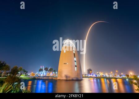 SpaceX Starlink L-24 Launch April 28, 2021 Stock Photo