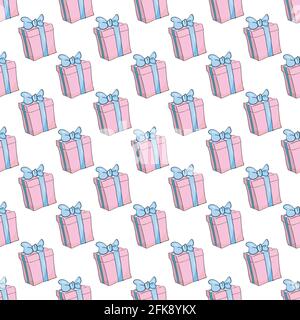 Party presents colorful seamless pattern with hearts and stars. Vector Illustration Stock Vector