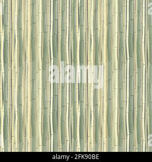 bamboo stems or mat, seamless pattern in monochrome shades of green. Vector illustration with texture imitation for fabrics, wrapping paper or backgro Stock Vector